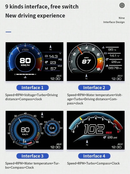OBD + GPS HUD P24 Car OBD Head-Up Display HUD In-Car Computer Digital Speedometer, Water Temperature, Fuel Consumption, Inclinometer