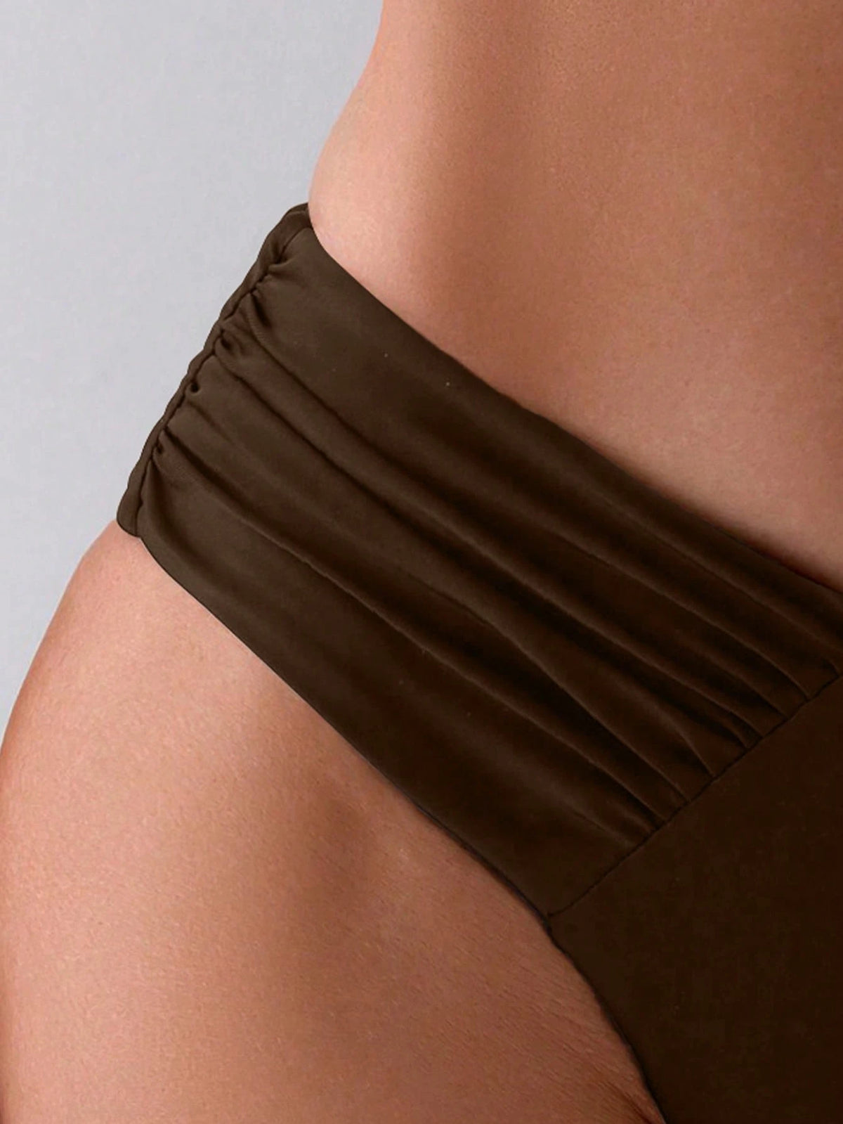 Oceva Women's Sexy Ruched Solid Color V-Shape Swimwear Bottom