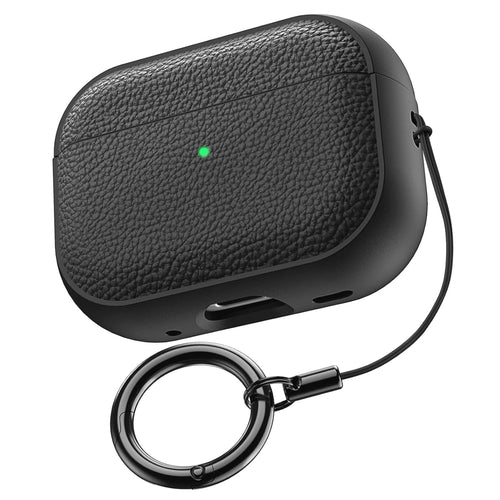 Old Money Style TPU Black Leather Bluetooth Earphone Cases TPU Faux Leather Protective Case Compatible With 1/2, Pro, Pro 2, 4, 3, Fashionable Appearance, Provides Full Protection, With Keychain Birth