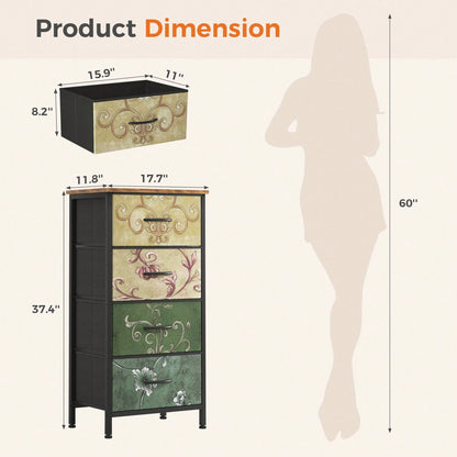 OLIXIS Dresser For Bedroom With 4 Drawers, Storage Organizer Chest Of Drawers With Removable Fabric Bins For Closet Bedside Living Room Laundry Entryway Hallway, Black