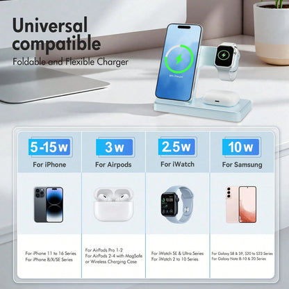 [Only Supports Wireless Headphones With Wireless Charging Function]3 In 1 Charging Station Compatible, Wireless Charger Compatible With 16 15 14 13 12 11 X Pro Max & Apple, Wireless Charging Station