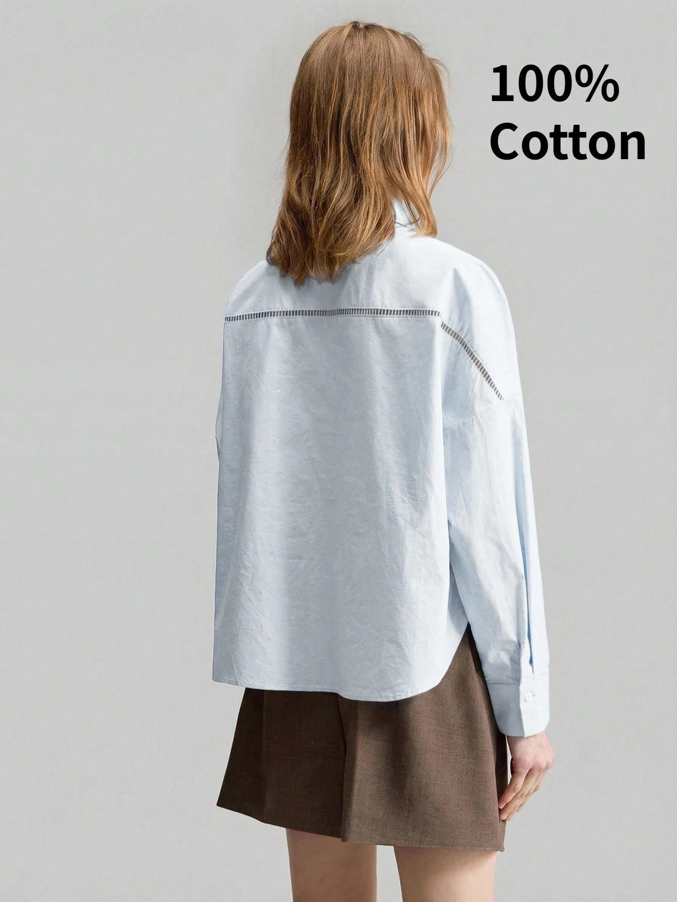 Ontre Women's Outfit Beach Wear Holiday Wear Country Style Country Music Concert 2026SS New Summer Women's Shirt Teacher Outfit Long Sleeve Embroidered Shirt Lapel Casual Loose Top Hollow Embroidery D