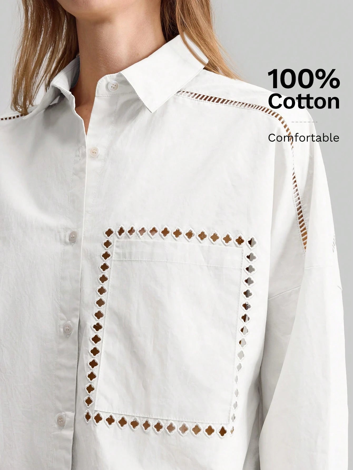 Ontre Women's Outfit Beach Wear Holiday Wear Country Style Country Music Concert 2026SS New Summer Women's Shirt Teacher Outfit Long Sleeve Embroidered Shirt Lapel Casual Loose Top Hollow Embroidery D