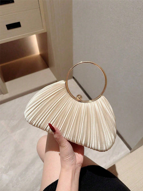 OpulAura Women Metallic Luxury Evening Clutch Purse- High End Leather Banquet Bag, Elegant Shiny Formal Party Handbag Suitable For Wedding, Prom