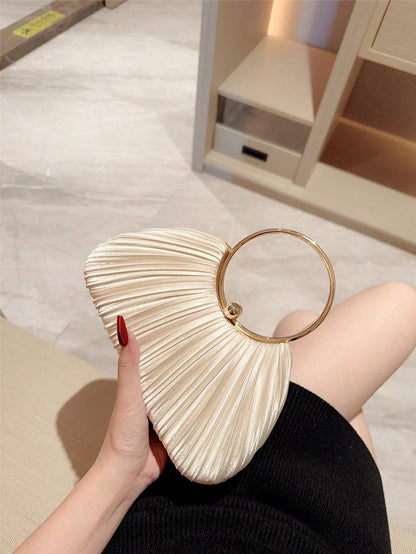 OpulAura Women Metallic Luxury Evening Clutch Purse- High End Leather Banquet Bag, Elegant Shiny Formal Party Handbag Suitable For Wedding, Prom