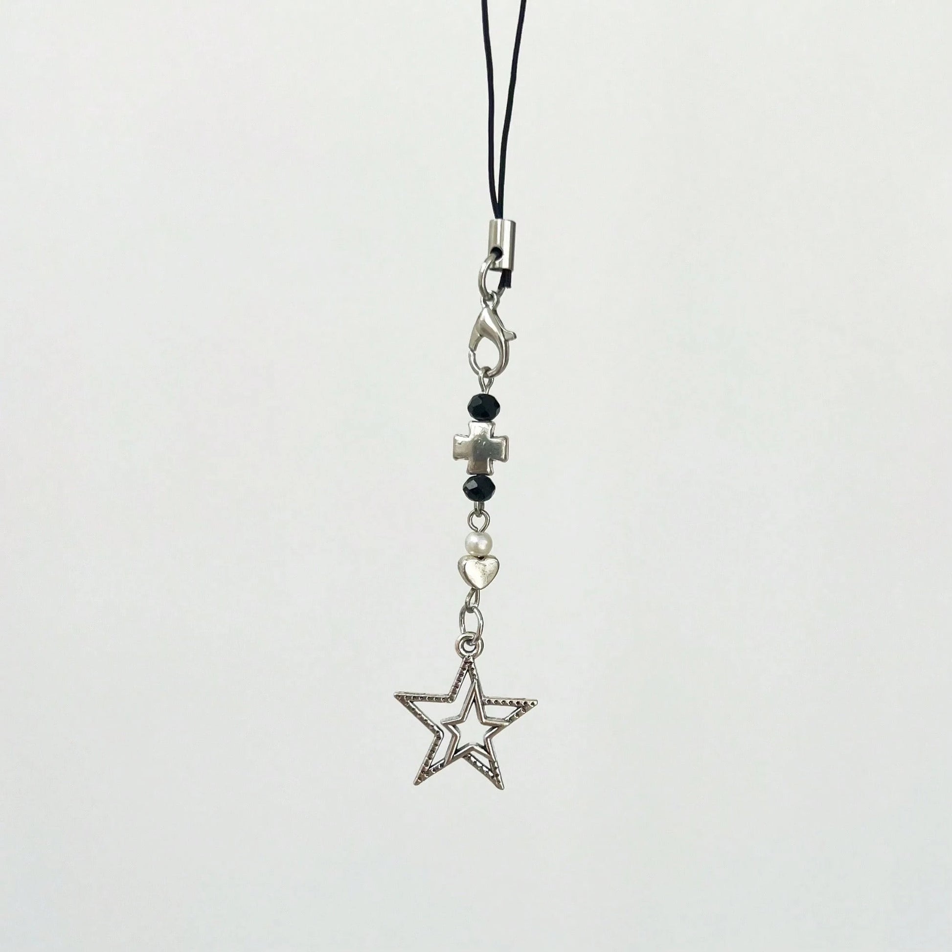 Original Design Minimalist Black & White Five-Pointed Star Starburst Chain Lanyard Y2K Retro Dark Style Phone Strap Phone Charm Phone Accessory Small Pendant