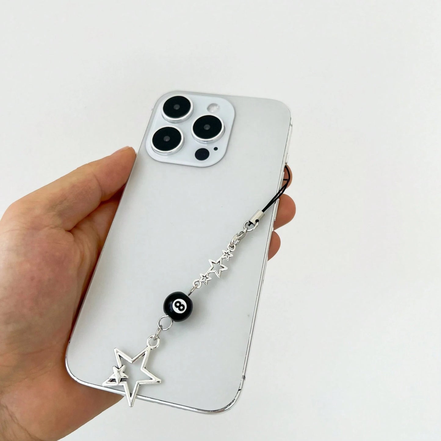Original Design Minimalist Black & White Five-Pointed Star Starburst Chain Lanyard Y2K Retro Dark Style Phone Strap Phone Charm Phone Accessory Small Pendant
