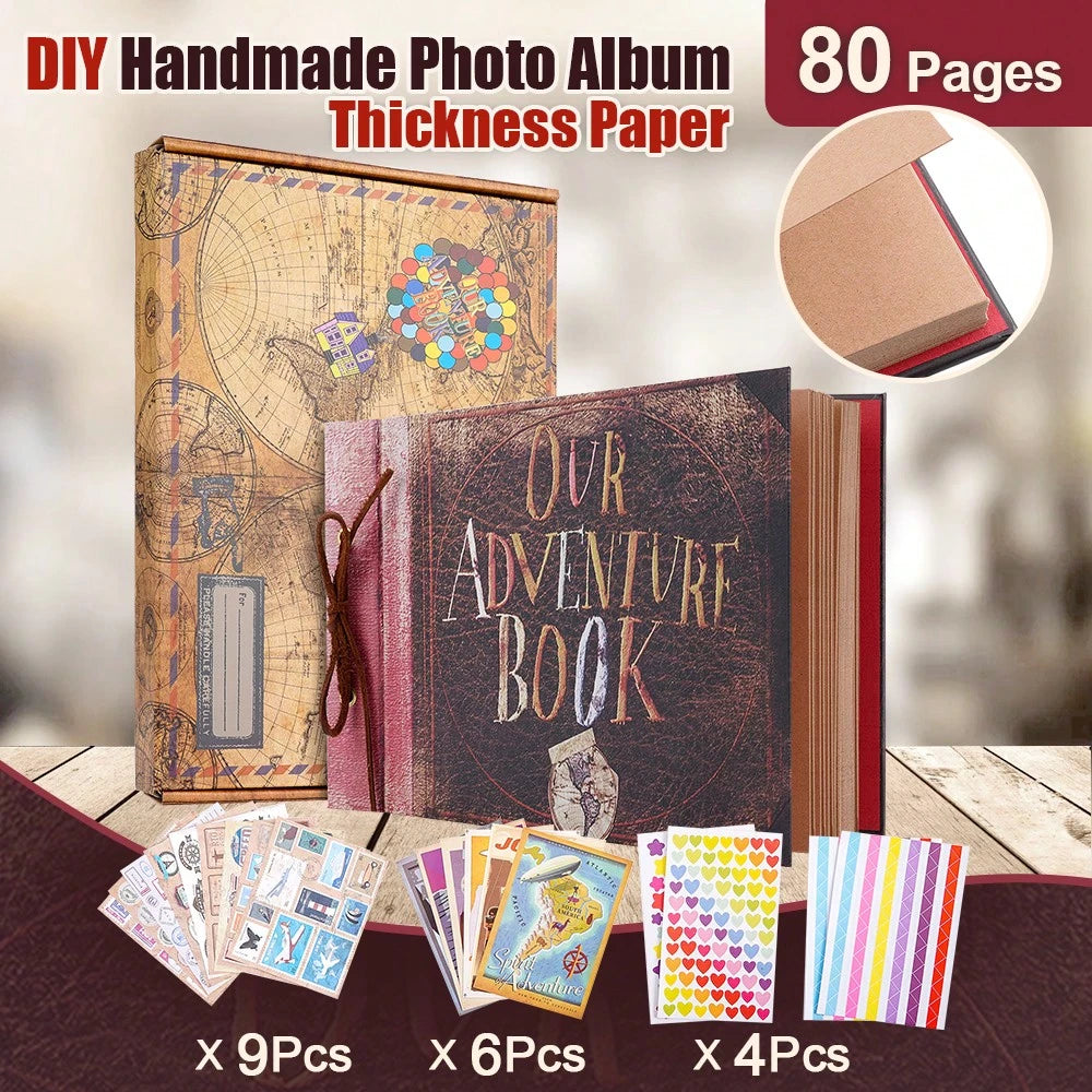 Our Adventure Book Scrapbook With Kraft Rope Retro Photo Memory Scrapbook 29.5x19cm Diy Sticky Photo Album For Diy Travel Memories Unique Wedding Anniversary Travel Storage Photo Album Beautiful Birth