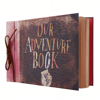 Our Adventure Book Scrapbook With Kraft Rope Retro Photo Memory Scrapbook 29.5x19cm Diy Sticky Photo Album For Diy Travel Memories Unique Wedding Anniversary Travel Storage Photo Album Beautiful Birth