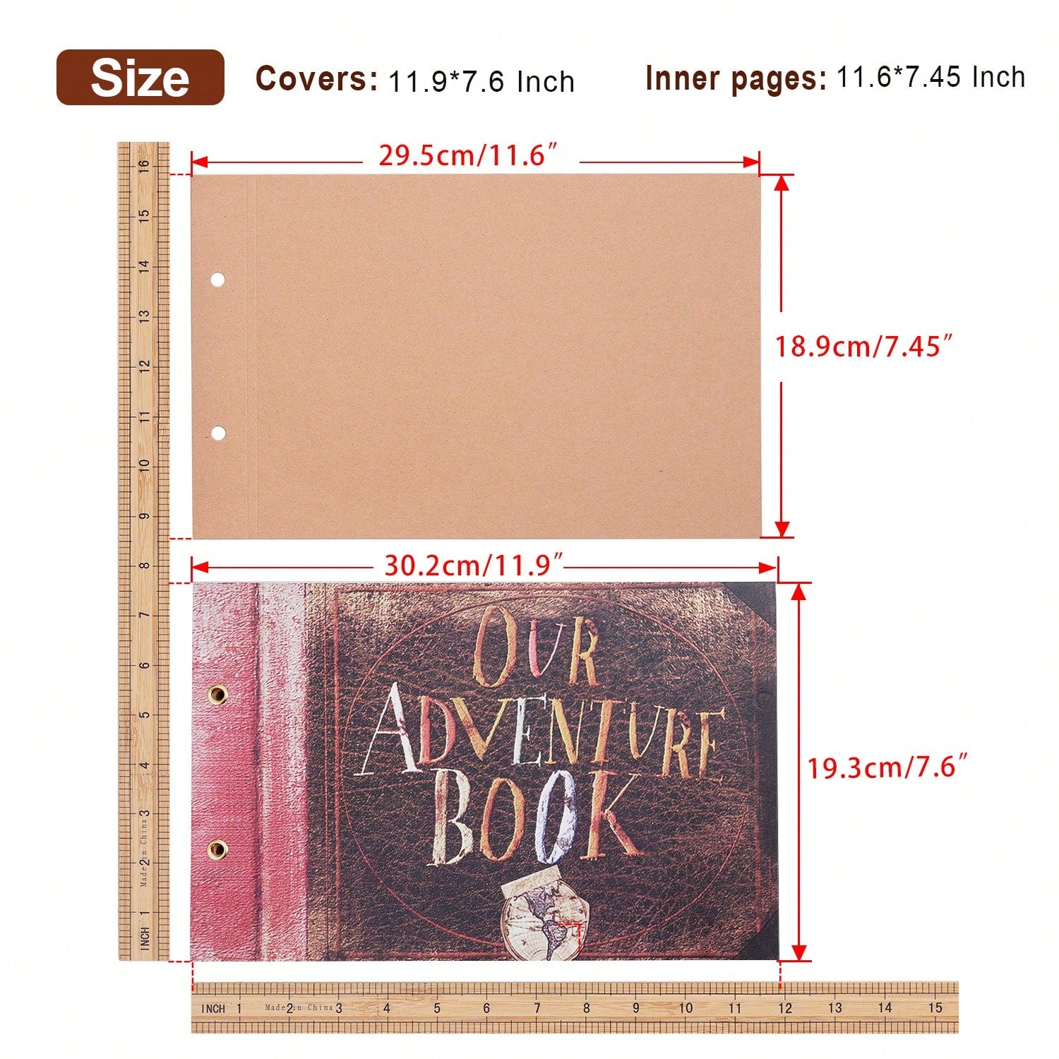 Our Adventure Book Scrapbook With Kraft Rope Retro Photo Memory Scrapbook 29.5x19cm Diy Sticky Photo Album For Diy Travel Memories Unique Wedding Anniversary Travel Storage Photo Album Beautiful Birth