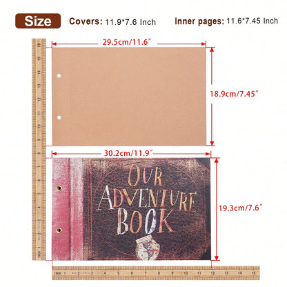 Our Adventure Book Scrapbook With Kraft Rope Retro Photo Memory Scrapbook 29.5x19cm Diy Sticky Photo Album For Diy Travel Memories Unique Wedding Anniversary Travel Storage Photo Album Beautiful Birth