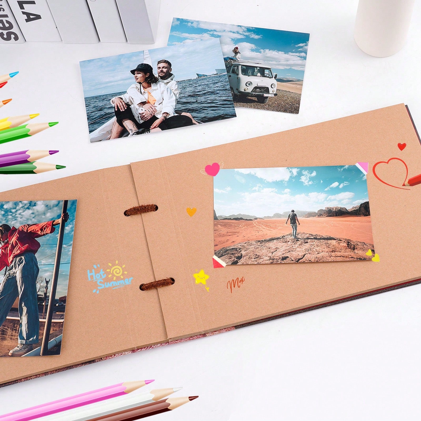 Our Adventure Book Scrapbook With Kraft Rope Retro Photo Memory Scrapbook 29.5x19cm Diy Sticky Photo Album For Diy Travel Memories Unique Wedding Anniversary Travel Storage Photo Album Beautiful Birth