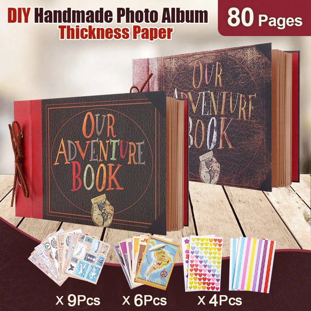 Our Adventure Book Scrapbook With Kraft Rope Retro Photo Memory Scrapbook 29.5x19cm Diy Sticky Photo Album For Diy Travel Memories Unique Wedding Anniversary Travel Storage Photo Album Beautiful Birth