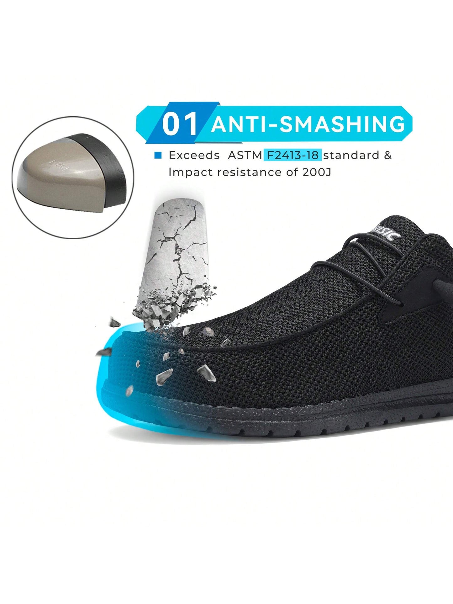 OZLOOK Safety Work Shoes For Men Lightweight Breathable Steel Toe  Shoes Slip Resistant Indestructible Construction Shoes Roofing Shoes
