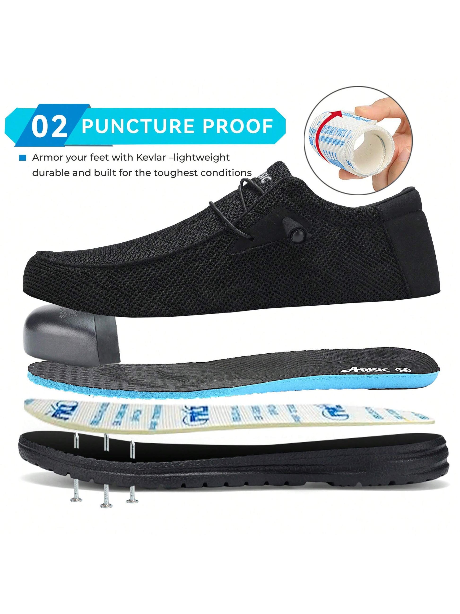 OZLOOK Safety Work Shoes For Men Lightweight Breathable Steel Toe  Shoes Slip Resistant Indestructible Construction Shoes Roofing Shoes