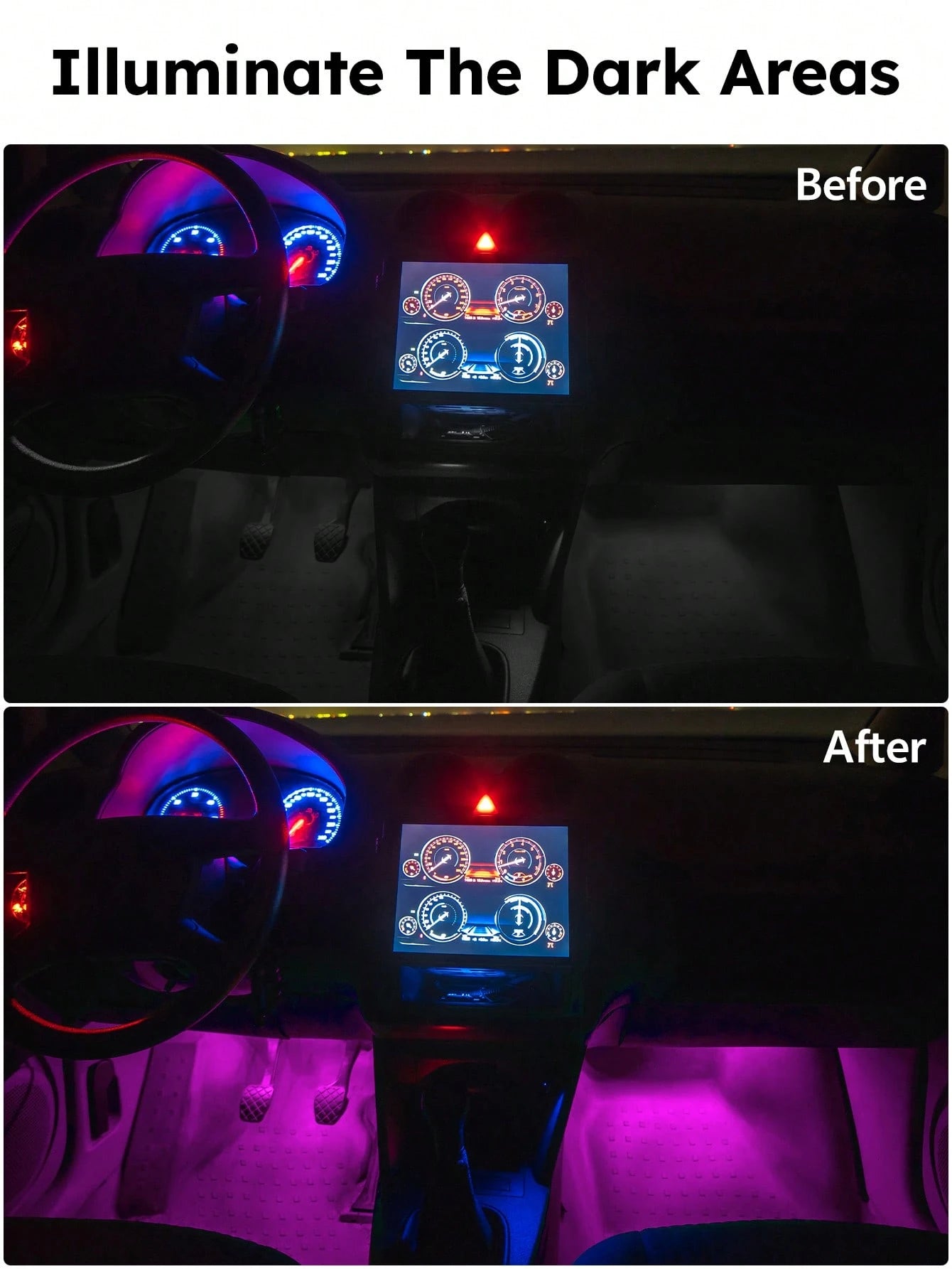PAKRYS 2pcs LED Car Interior Lights With Touch Sensor, Super Adhesive Or Magnetic Installation, Multi-Color Options (White, Blue, Green, Purple), Portable Reading & Ceiling Decoration Car Lights