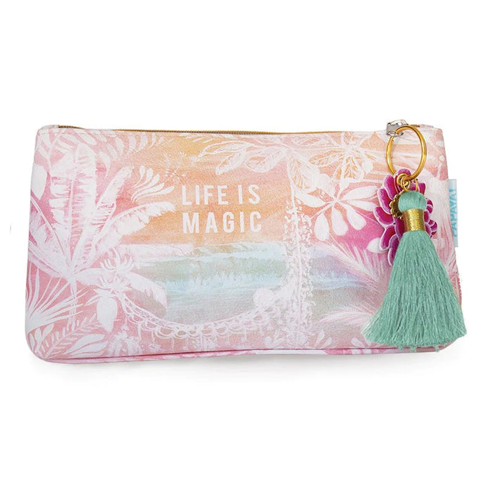 Papaya - Life Is Magic Small Tassel Pouch Clutch Purse Boho Bag APS0066