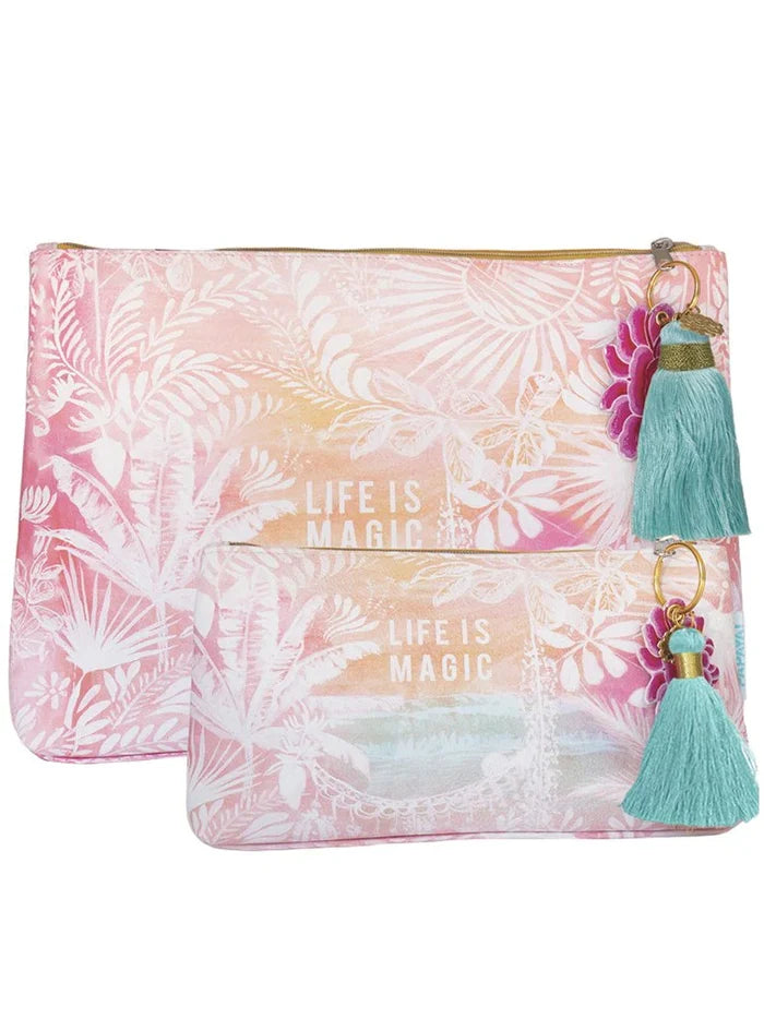 Papaya - Life Is Magic Small Tassel Pouch Clutch Purse Boho Bag APS0066