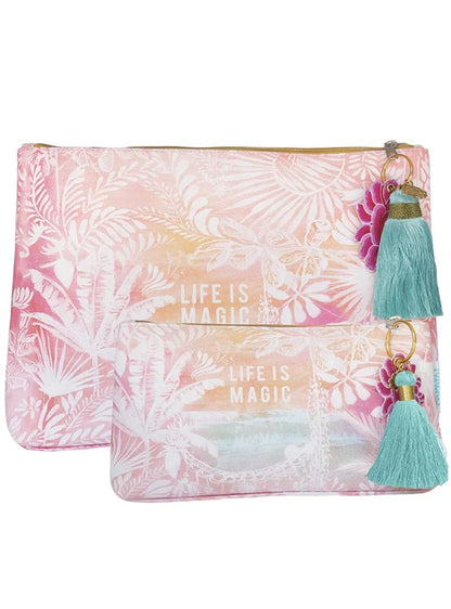 Papaya - Life Is Magic Small Tassel Pouch Clutch Purse Boho Bag APS0066