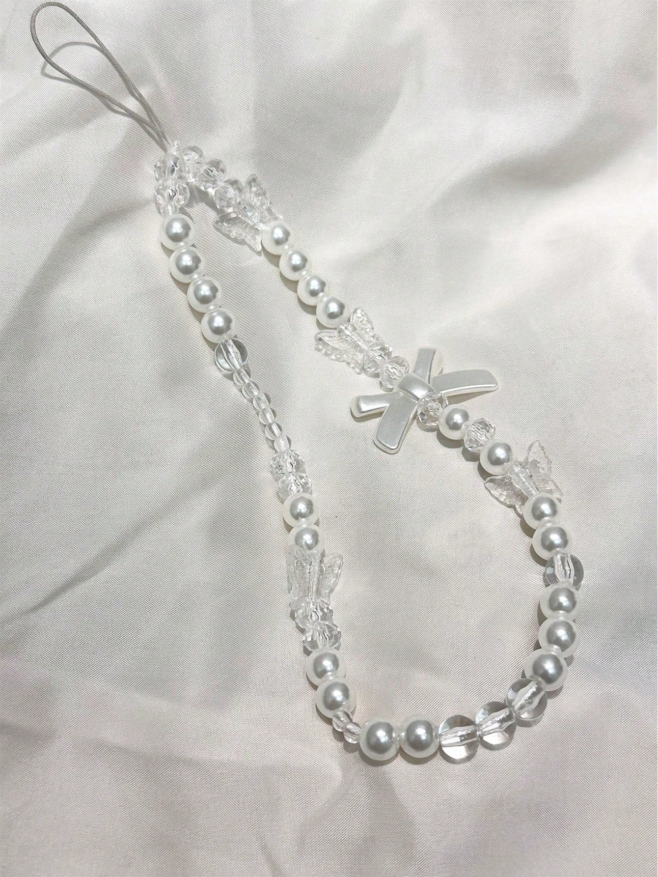 Pearl Bowknot Mobile Phone Case Pendant, Anti-Fall, Anti-Pearl Bowknot Phone Decoration With Chain Gifts For Mother, Family, Friends, Birthday, Holiday Phone Charm, Phone Chain