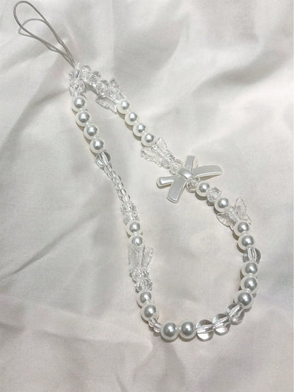 Pearl Bowknot Mobile Phone Case Pendant, Anti-Fall, Anti-Pearl Bowknot Phone Decoration With Chain Gifts For Mother, Family, Friends, Birthday, Holiday Phone Charm, Phone Chain