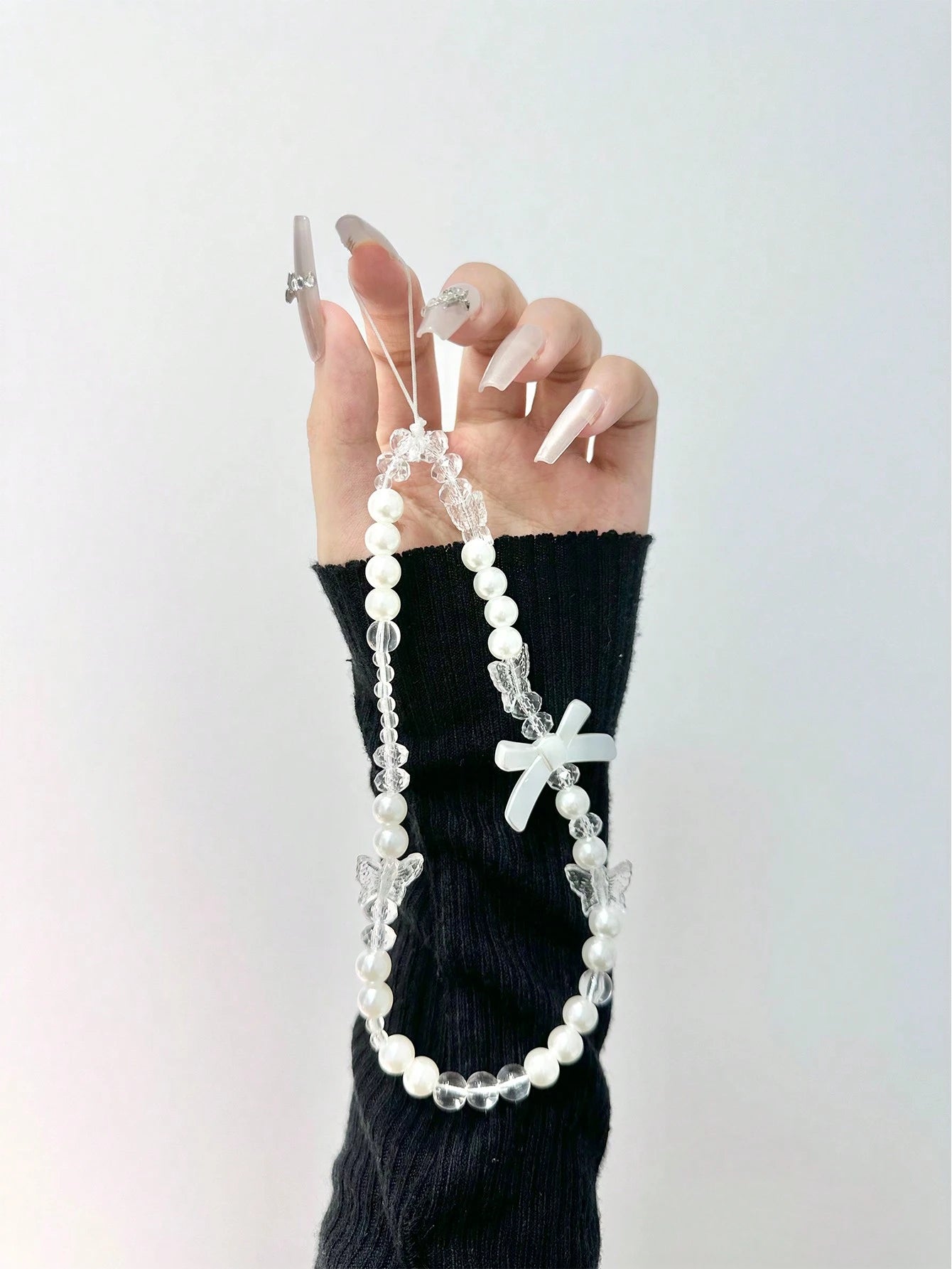 Pearl Bowknot Mobile Phone Case Pendant, Anti-Fall, Anti-Pearl Bowknot Phone Decoration With Chain Gifts For Mother, Family, Friends, Birthday, Holiday Phone Charm, Phone Chain