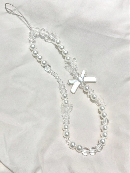 Pearl Bowknot Mobile Phone Case Pendant, Anti-Fall, Anti-Pearl Bowknot Phone Decoration With Chain Gifts For Mother, Family, Friends, Birthday, Holiday Phone Charm, Phone Chain