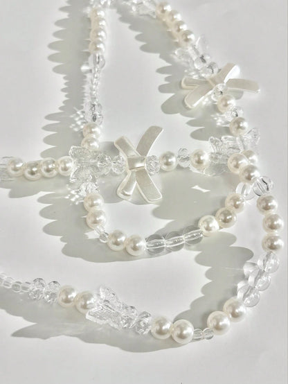 Pearl Bowknot Mobile Phone Case Pendant, Anti-Fall, Anti-Pearl Bowknot Phone Decoration With Chain Gifts For Mother, Family, Friends, Birthday, Holiday Phone Charm, Phone Chain