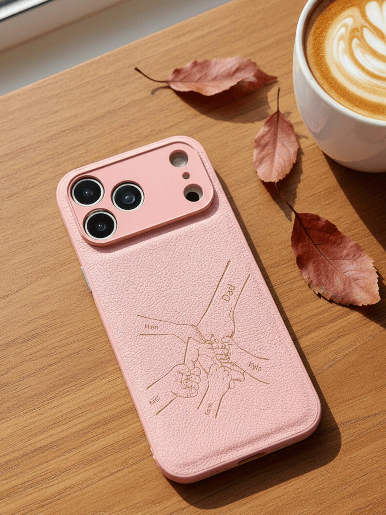Personalized Custom Initials PU Leather Phone Case Compatible With IPhone 17 16 15 14 13 Pro Max Series Laser-Engraved Design Camera Lens Protection Full-Body Drop Protection Customized Design The Per