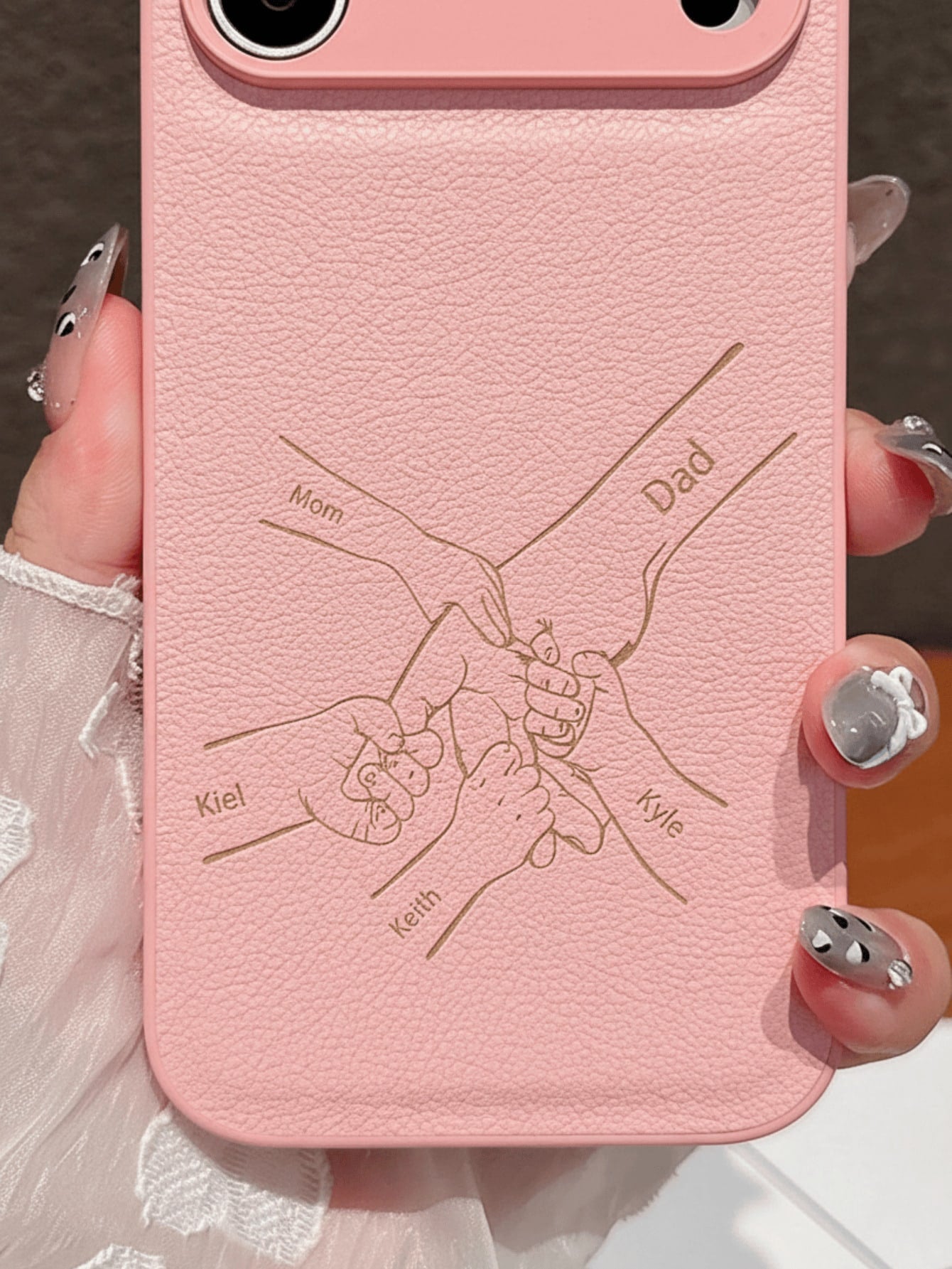 Personalized Custom Initials PU Leather Phone Case Compatible With IPhone 17 16 15 14 13 Pro Max Series Laser-Engraved Design Camera Lens Protection Full-Body Drop Protection Customized Design The Per