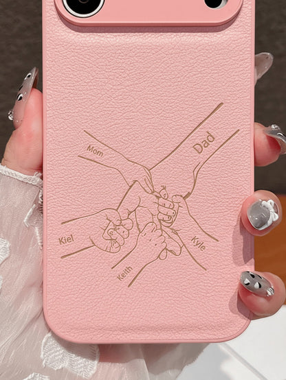 Personalized Custom Initials PU Leather Phone Case Compatible With IPhone 17 16 15 14 13 Pro Max Series Laser-Engraved Design Camera Lens Protection Full-Body Drop Protection Customized Design The Per
