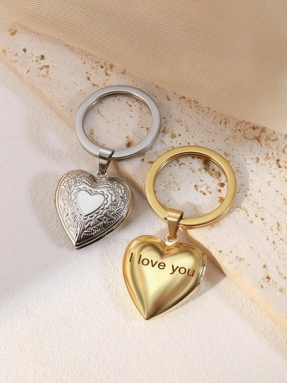 Personalized Photo Heart-Shaped Keychain, Engraved Pet Photo Memorial Keychain, Love Photo Keychain Gift For Birthday Anniversary Wedding Party