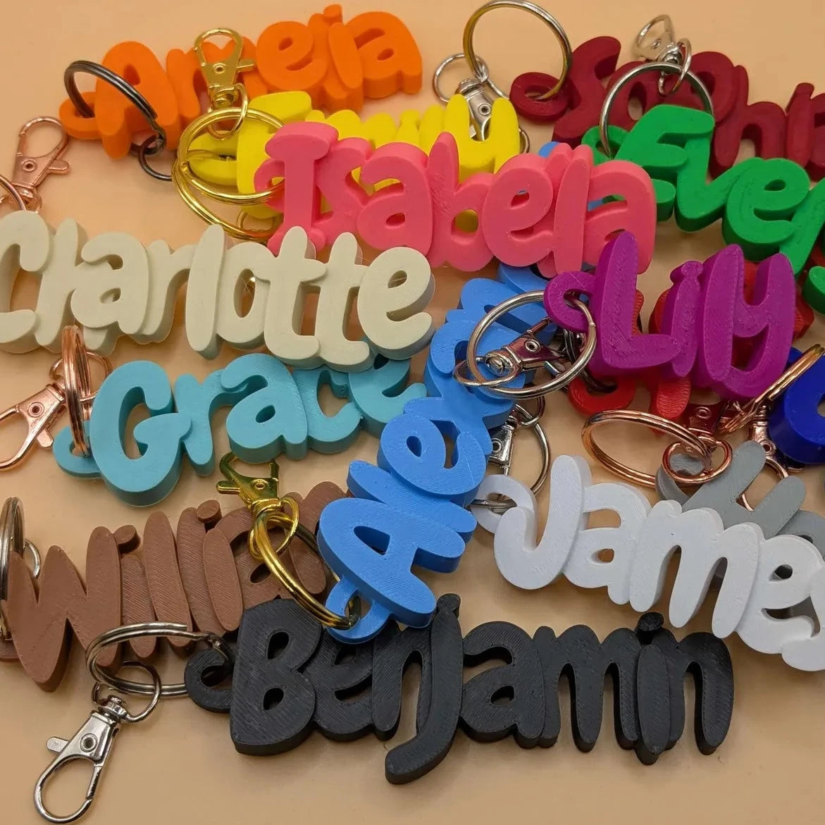 Personalized Triangle Flag Embroidered Bag Charm| Customized Initial Keychain| Gold Carabiner| Heirloom Style Gift| Luggage Tag| Key Ring, Bag Pendant