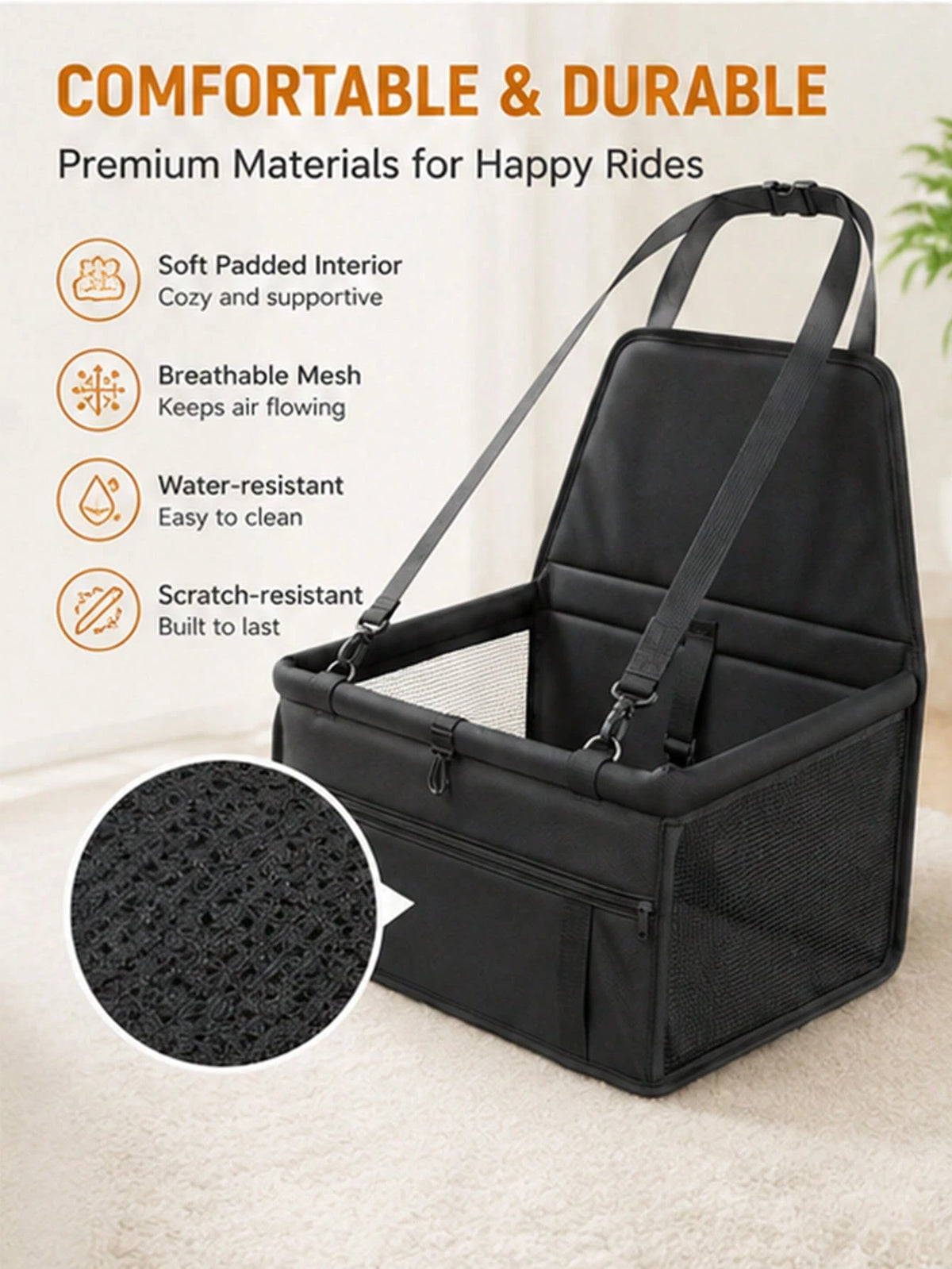 Pet Car Booster Seat-Breathable Travel Model With An Adjustable Safety Tether, Designed Specifically For Small Dogs And Cats.Car Acessesories Interior,Puppy Keep￼,Dog Accesssories