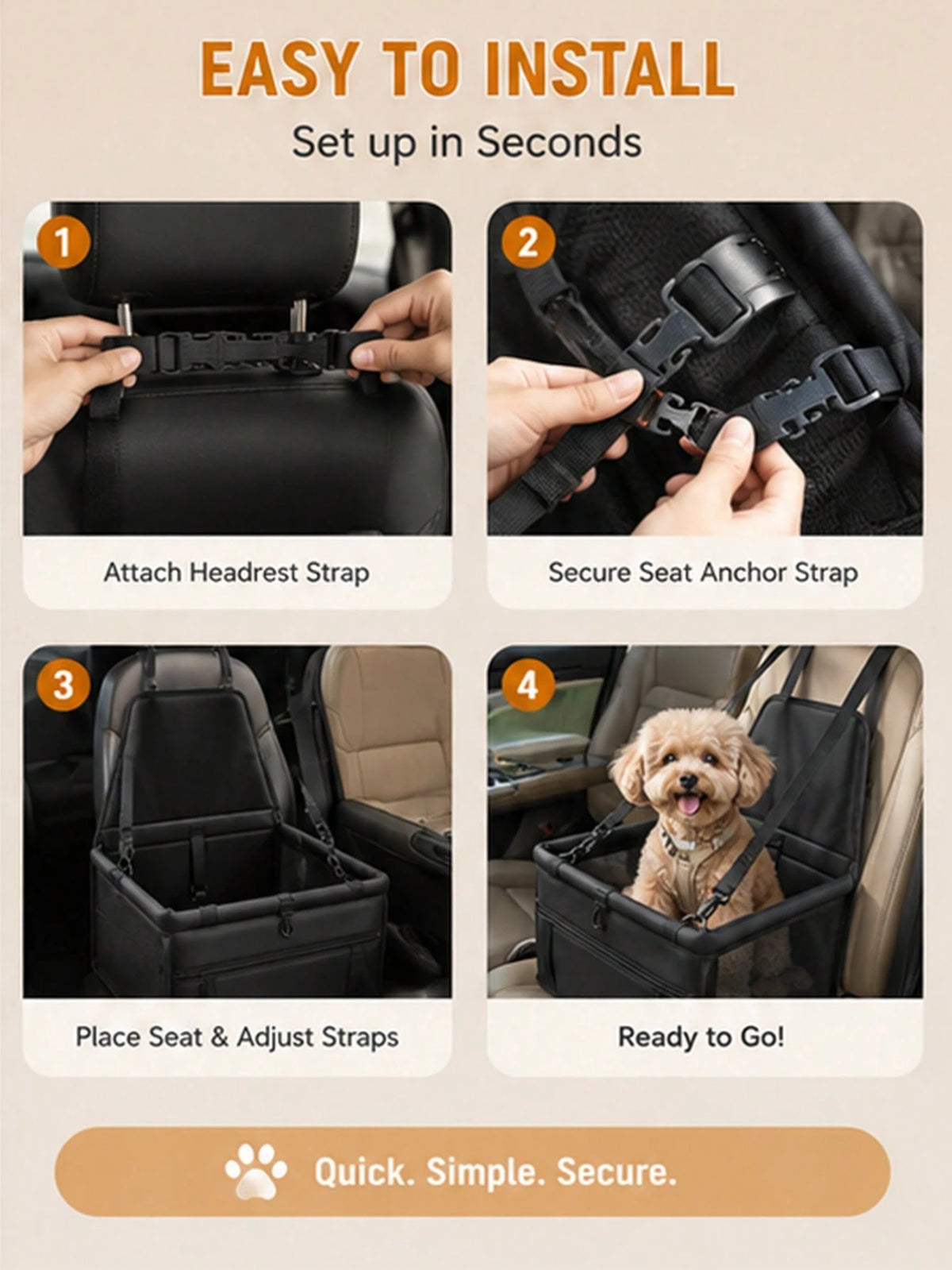 Pet Car Booster Seat-Breathable Travel Model With An Adjustable Safety Tether, Designed Specifically For Small Dogs And Cats.Car Acessesories Interior,Puppy Keep￼,Dog Accesssories