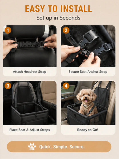 Pet Car Booster Seat-Breathable Travel Model With An Adjustable Safety Tether, Designed Specifically For Small Dogs And Cats.Car Acessesories Interior,Puppy Keep￼,Dog Accesssories