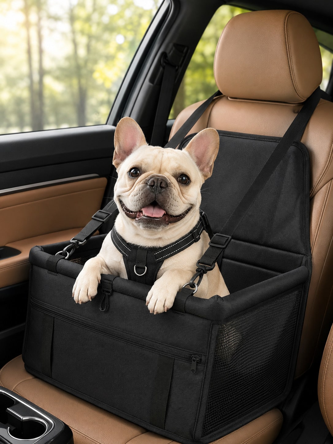 Pet Car Booster Seat-Breathable Travel Model With An Adjustable Safety Tether, Designed Specifically For Small Dogs And Cats.Car Acessesories Interior,Puppy Keep￼,Dog Accesssories