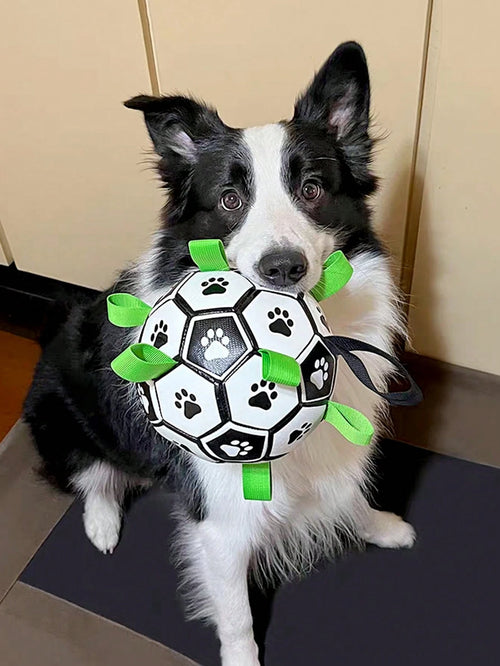 Pet Dog Toy With Built-In Woven Strap Football, Interactive Dog Toy For Indoor And Outdoor, Regular Dog Football Suitable For Small, Medium And Large Dogs