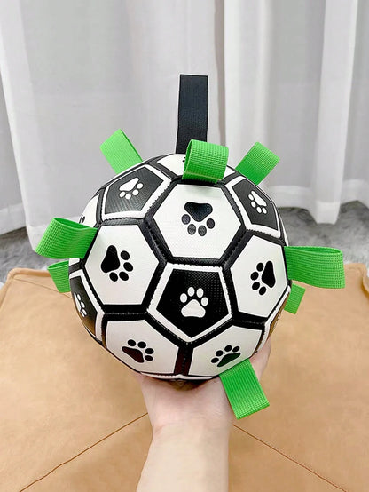 Pet Dog Toy With Built-In Woven Strap Football, Interactive Dog Toy For Indoor And Outdoor, Regular Dog Football Suitable For Small, Medium And Large Dogs
