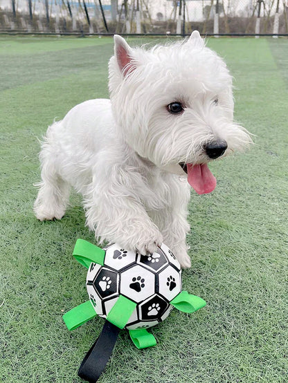 Pet Dog Toy With Built-In Woven Strap Football, Interactive Dog Toy For Indoor And Outdoor, Regular Dog Football Suitable For Small, Medium And Large Dogs