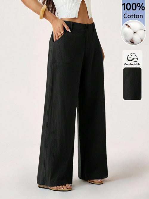 PETITE 100% Washed Cotton Low Waist Straight Pants Loose Pants For Women Linen Pants Women Wide Leg Pants Palazzo Pants Women,Petite Women