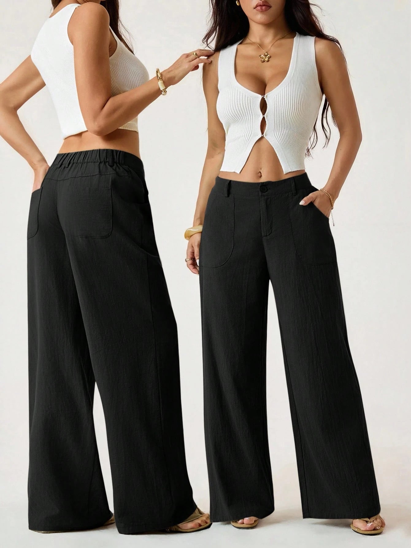 PETITE 100% Washed Cotton Low Waist Straight Pants Loose Pants For Women Linen Pants Women Wide Leg Pants Palazzo Pants Women,Petite Women