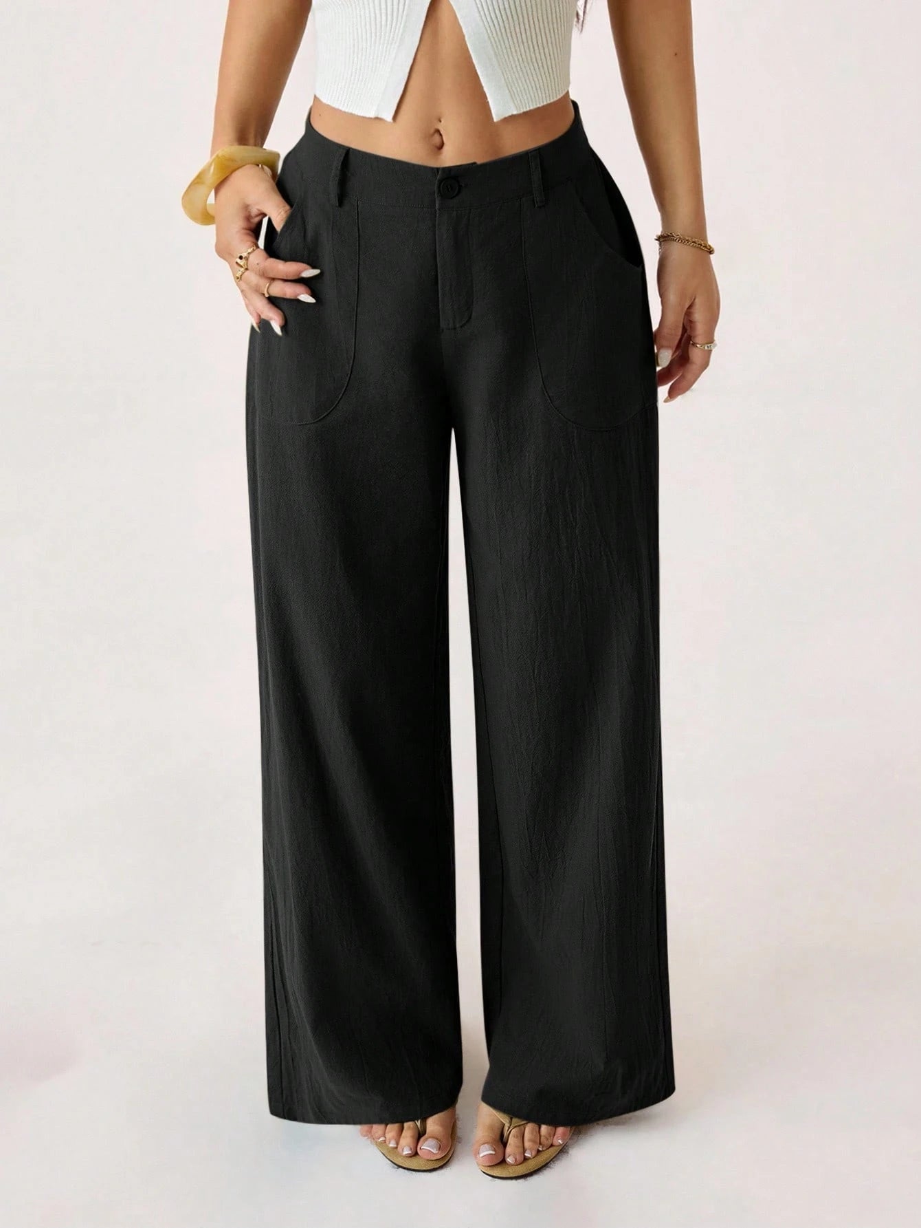 PETITE 100% Washed Cotton Low Waist Straight Pants Loose Pants For Women Linen Pants Women Wide Leg Pants Palazzo Pants Women,Petite Women