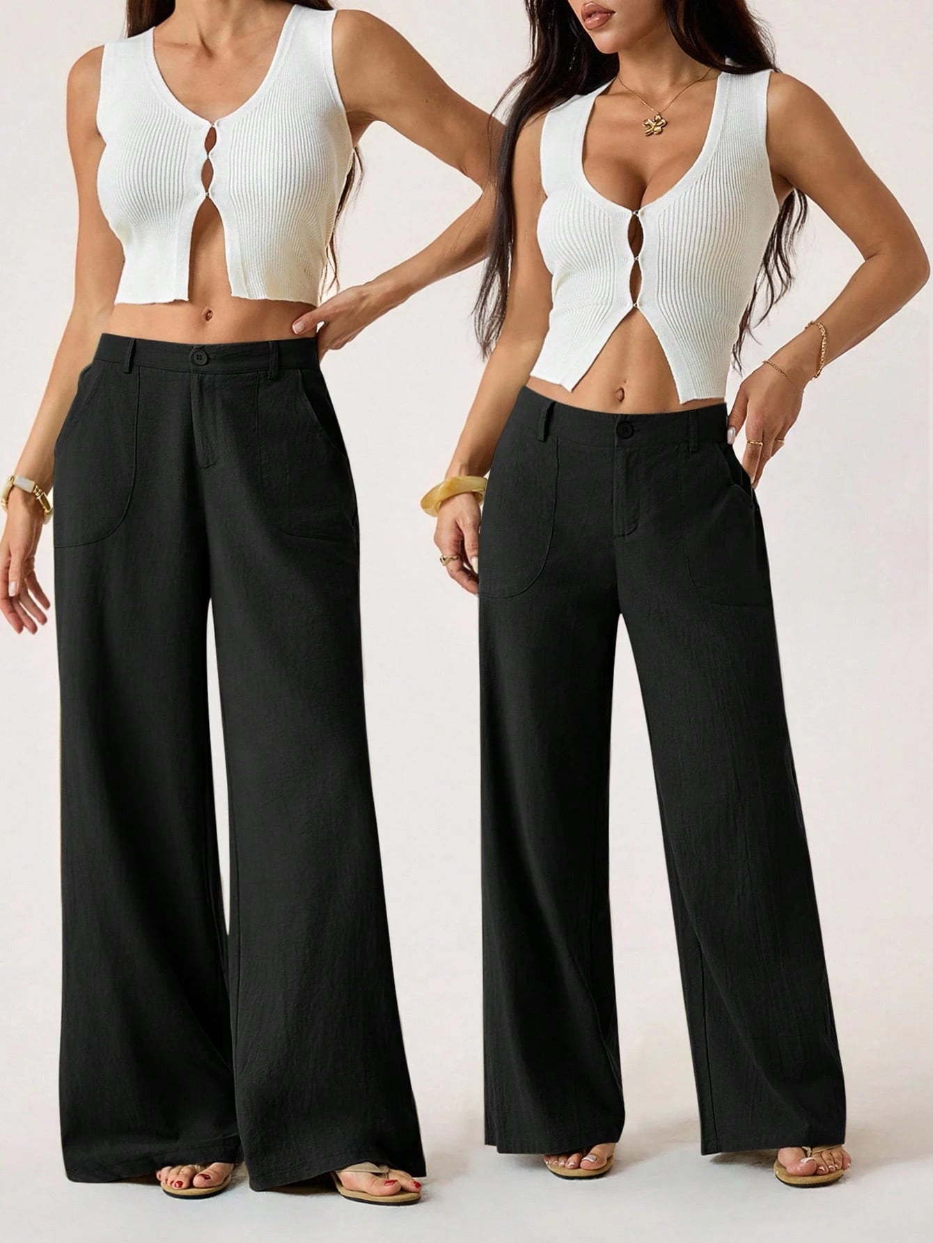 PETITE 100% Washed Cotton Low Waist Straight Pants Loose Pants For Women Linen Pants Women Wide Leg Pants Palazzo Pants Women,Petite Women