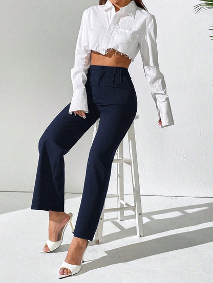 PETITE Ladies" Solid Color Casual Daily Wear Straight-Legged Pants Fall Cloth For Women,Petite Women