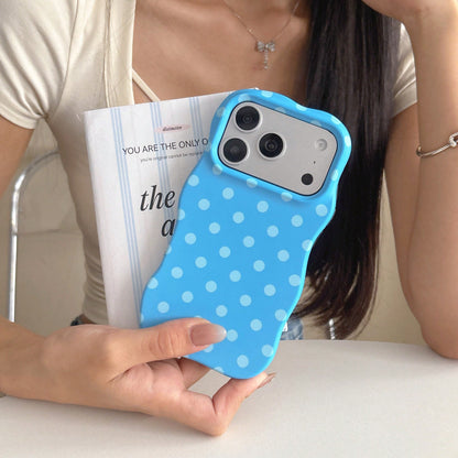 Phone Case, Cute Wavy Curved Frame Color Polka Dot Soft Touch Protective Cover, Daily Summer Must-Have Mobile Accessory, Scratch Resistant Anti Drop Protector, Accessories Compatible With IPhone 14, 1