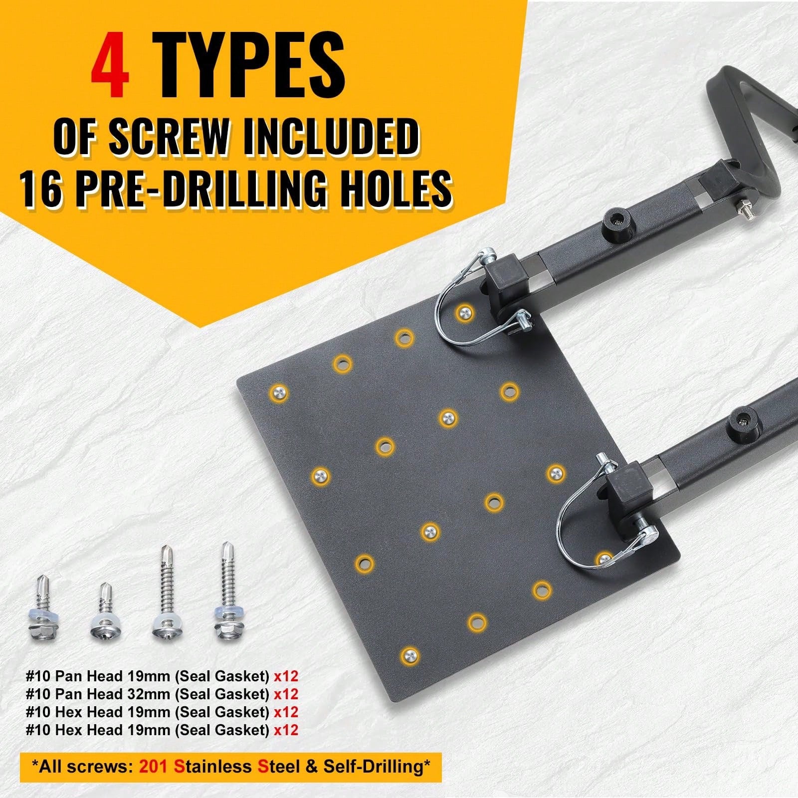 Pickup Truck Tailgate Ladder- Universal Truck Bed Ladder Easy Install With Stainless Steel Self Drilling Screws, Aluminum Step Grip Plates & Sturdy Rubber Ladder Feet, Straps And Bumper Pad