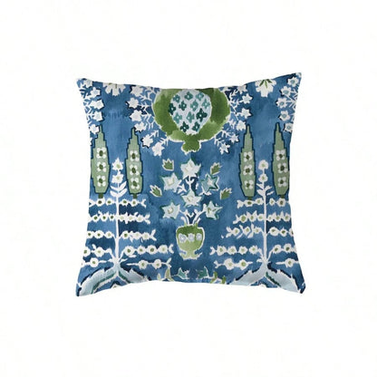 Pillow Cover: Blue Green Accent Pillow Cover, Like,Blue & Green Chinoiserie Throw Pillow Cover, Watercolor Botanical Decorative Cushion Cover For Couch Sofa Bed Living Room