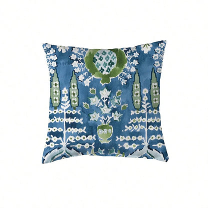 Pillow Cover: Blue Green Accent Pillow Cover, Like,Blue & Green Chinoiserie Throw Pillow Cover, Watercolor Botanical Decorative Cushion Cover For Couch Sofa Bed Living Room