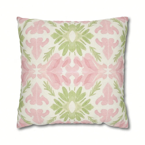 [Pillow Cover]Pink And Green Watercolor Abstract Pillow Cover Dorm Dr For College Giome And Apartt Dr Tow Pillows For Couch